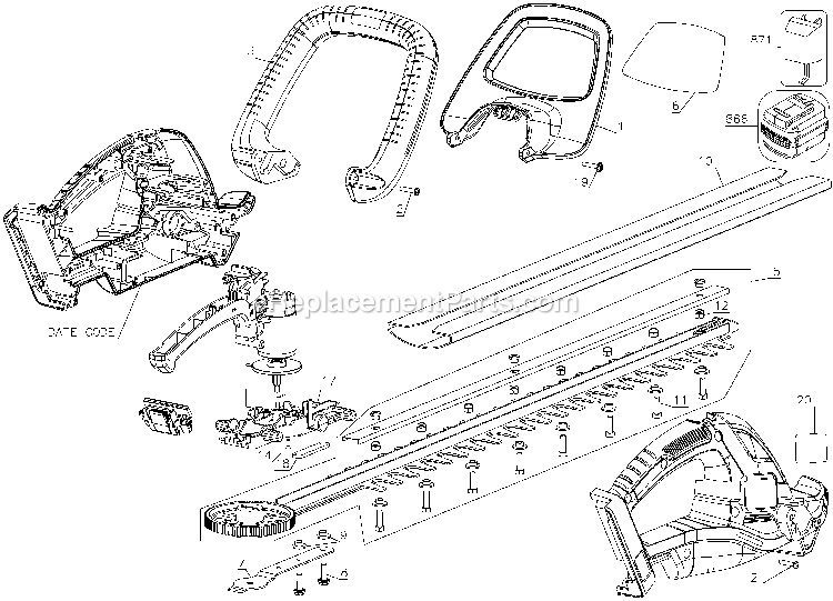Black and Decker LHT2436 (Type 2) 40v Hedge Trimmer Power Tool Page A Diagram